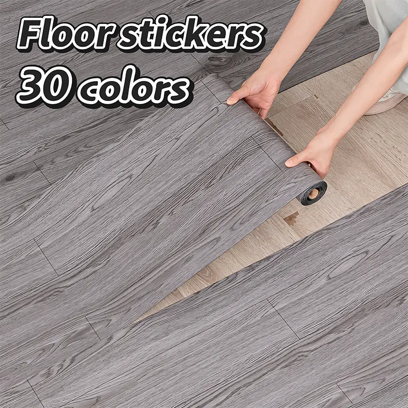NINETAI Self Adhesive Wood Grain Pattern Vinyl Floor Tiles, 2 Rolls (15.75"x118.11"/25.8 Sq.Ft Total) Peel-and-Stick Covering, Suitable for Living Rooms & Kitchens Multi-Room Decoration, Self Adhesive Tiles