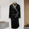 Elegant Comfort Men Shawl Collar Velvet Fleece Bathrobe – Cozy Full-Length Wrap for Home Lounging