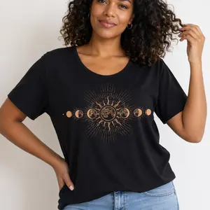Sun And Moon Shirt Celestial Graphic Tee Women Boho Moon Phase Mystical Aesthetic Relaxed Fit Soft Tee Astrology Gift