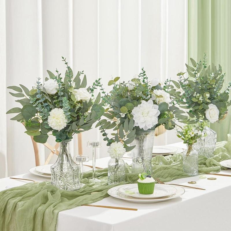 Artificial Eucalyptus Leaves, Faux Eucalyptus Set, Decorative Plants for DIY Wedding Bouquets & Home Decor, Artificial Faux Greenery