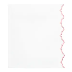 Pink Scalloped Embroidered Flat Sheet