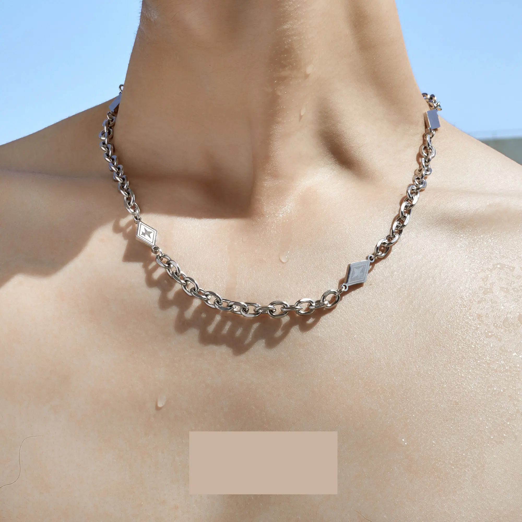 Male Titanium Steel Collarbone Chain, Bold Hip-Hop Vibe Casual Chain & Link Necklace, European-American Niche Non-Fading Party Accessory for Men