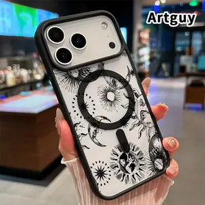 Magnetic Phone Case Supports Wireless Charging for iPhone 17 16  Pro Max Plus 15 14 13 12 11 Air E Cosmic Celestial Dance Pattern Anti-Yellowing Shockproof durable ultra-thin Crystal Transparent Acrylic Cover