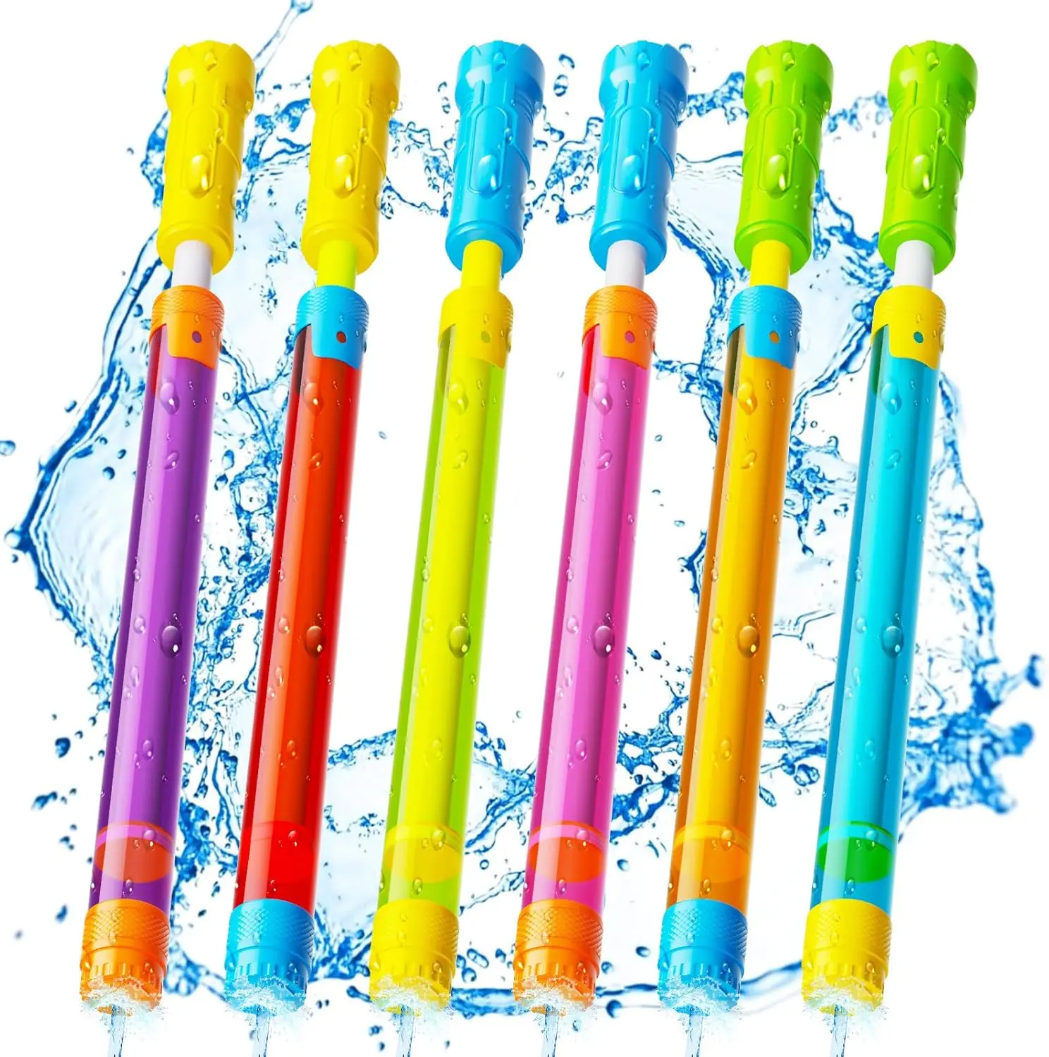 Water Gun Squirt Toys for Kids Adults: Shoot Up to 40 Feet - Outdoor Super Blaster Water Guns for Kids Age 3-4-5-8-12 Bulk - Fun Water Squirter Toy for Swimming Pool Beach Summer Outside Party Games - 6 Pack