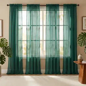 4 Piece Solid Terylene Lightweight Durable Window Drapes 34x95 Inch Rod Pocket Easy Install Curtains, for Bedroom, Living Room Home Decoration & Interior Decoration Accessories FT2539, Easy Install Curtain