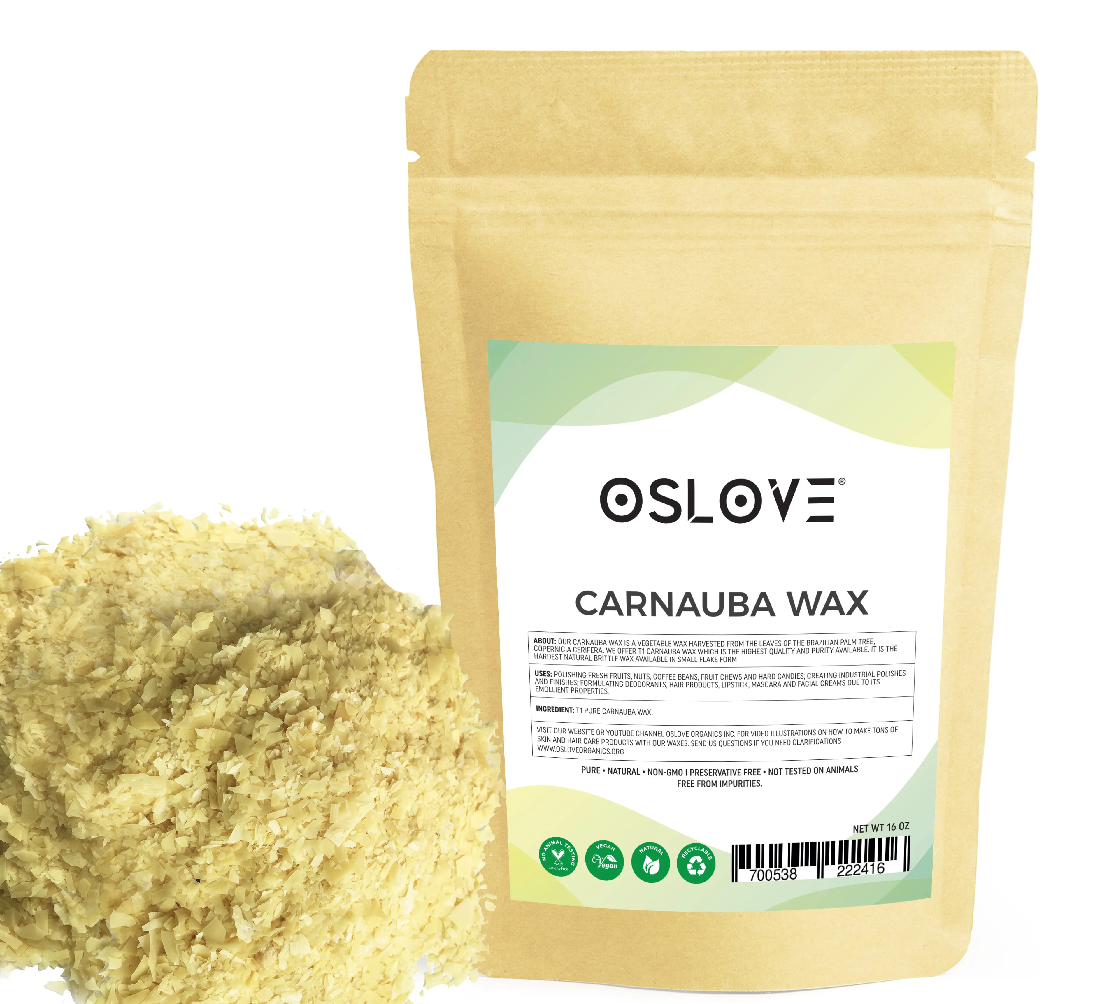 Organic Carnauba wax flakes 1 LB