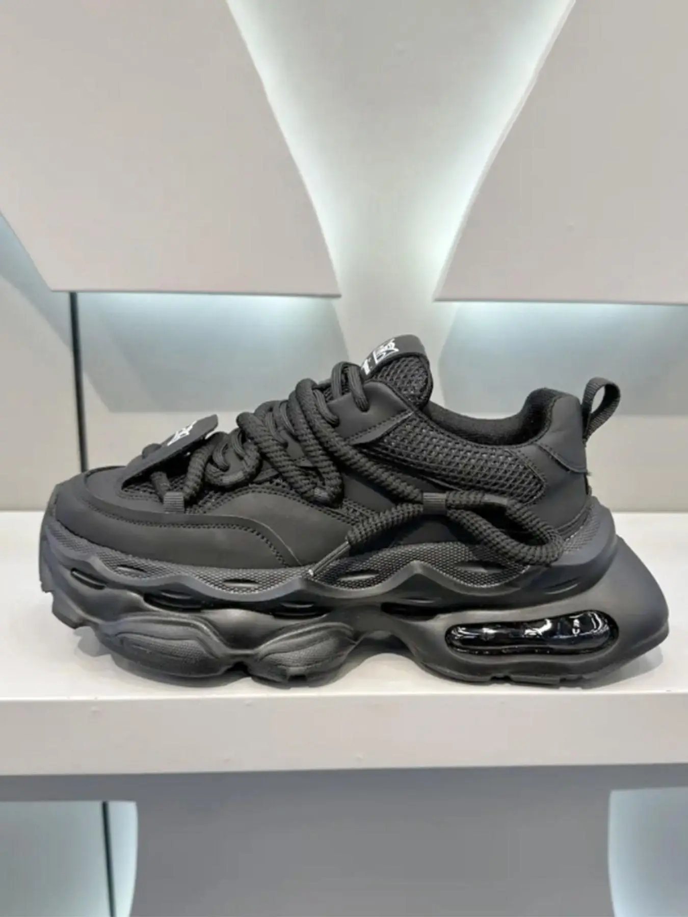 Fashionable Lace Up Low Top Sneakers, Trainers for Men, Casual Comfortable Breathable Sports Running Shoes, Male All-match Round Toe Chunky Sneakers f