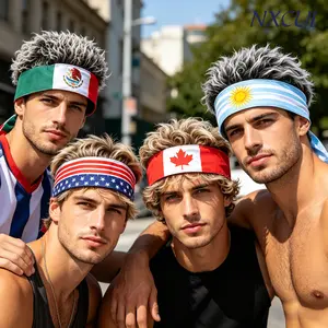 NXCUI National Flag Wig Headband Hat, Funny Costume Party Hat with Fake Hair for Sports Fans, USA/Mexico/Canada/Argentina Flag