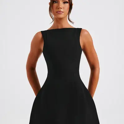 Womens Solid Color Backless Boat Neck A Line Dress Stree - TikTok Shop Womens Solid Color Backless Boat Neck A Line Dress Stree - TikTok Shop