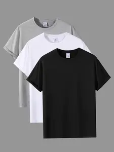 Men's Solid Color Plain Round Neck Tee, Regular Fit Casual Fitted Rew Neck Short Sleeve T-shirt, Streetwear, Summer Tees for Men, Summer Clothing