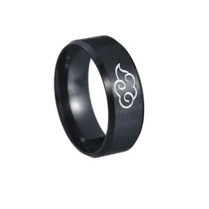 Stainless Steel Anime Cosplay Cloud Rings For Men Women Black Matte Ring Punk Harajuku Anime Couple Cosplay Jewelry