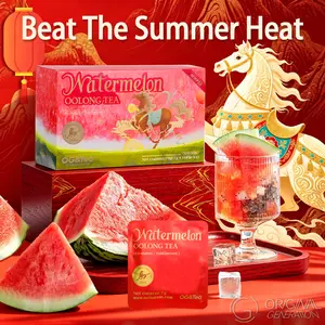 Lunar New Year 3.0 Watermelon Oolong Tea 70g(1 Carton 70g 7g×10packs) With Oolong Tea Red Pitaya Watermelon Peach Pumpkin Strawberry Apple