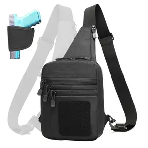 Concealed Carry Crossbody Gun Bag for Men, Ccw Sling Bag Tactical Shoulder Chest Pack Range Bags for Handguns Large Capacity Tactical Backpack