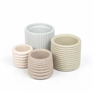 Silas Modern Minimalist Handmade Concrete Fluted Sculptural Cylinder Planter Set with Drainage Holes Silas Modern Minimalist Handmade Concrete Fluted Sculptural Cylinder Planter Set with Drainage Holes