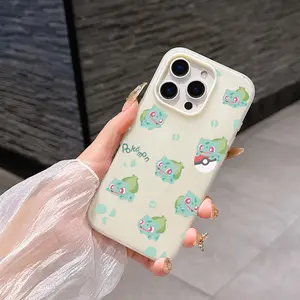 1 piece of Bulbasaur phone case, Accessories, trendy iPhone phone case, 2-in-1 double-layer material, dopamine color matching, suitable for iPhone 17 Pro Max, compatible with iPhone 7-17 series/Pro/Pro Max/Plus