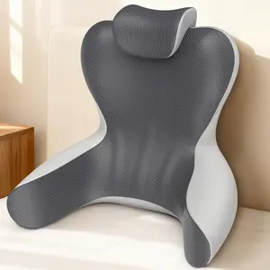 Reading Pillow for Sitting in Bed, 22"H Bed Rest Pillows with Arms, Back Pillows for Sitting Up, Ergonomic Lumbar Support Cushion for Reclining, Gaming, Work, Resting, Watching TV, Grey&Darkgrey