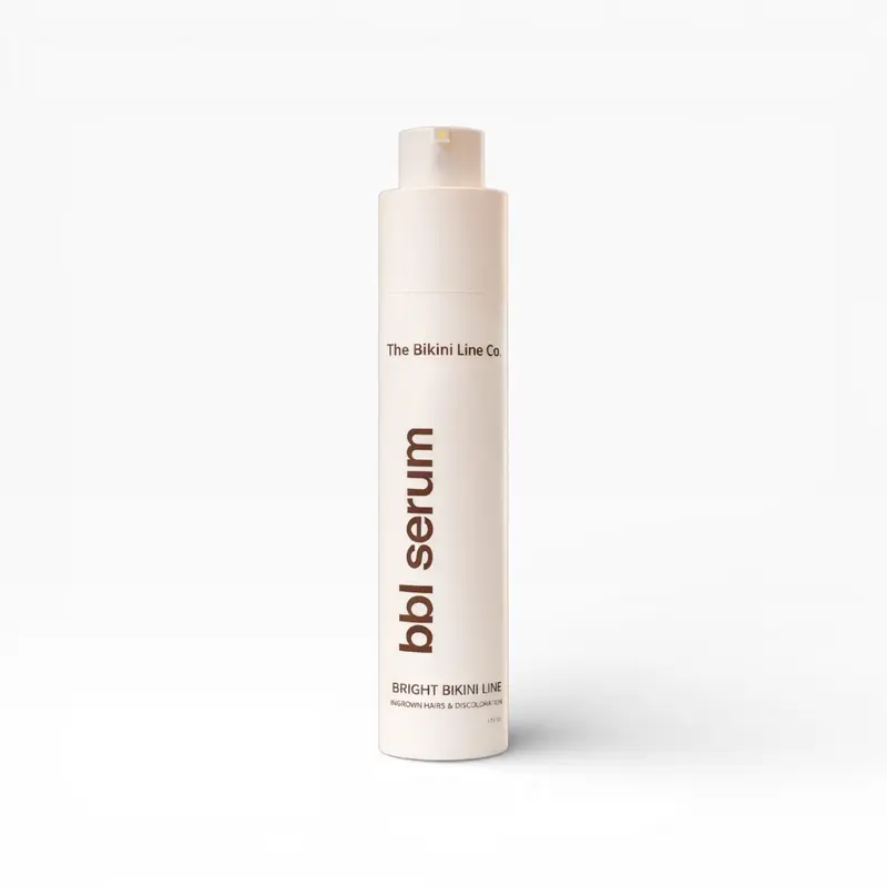 BBL Serum - 3-in-1 Bikini Line Serum - Designed for ingrown hairs, dark spots, razor bumps, and irritation. Salicylic acid, kojic acid, niacinamide, and aloe vera work together to smooth, brighten, and calm skin after shaving or waxing.
