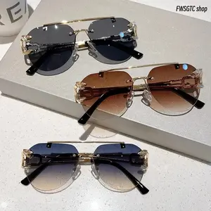 3-Pack unisex rimless sunglasses adopt an oversized round double bridge design with gradient lenses. Offering reliable UV400 protection, these trendy lightweight shades are great for daily outdoor wear and summer vibes.