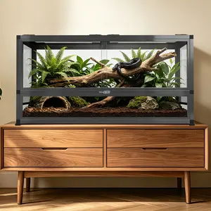 ToxiRium 50 Gallon Glass Reptile Terrarium - Aluminum Frame Snake & Gecko Enclosure - 36"x18"x18" Bioactive Ready