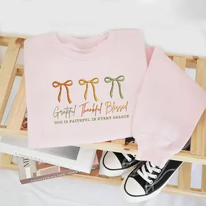 Embroidered Grateful Thankful Blessed Sweatshirt, Embroidered Faith Crewneck, Religious Sweatshirt, Thanksgiving Sweatshirt