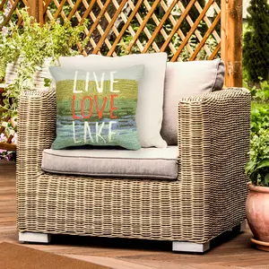 Lush Decor FRONTPORCH Indoor/Outdoor Handmade Pillow - Transitional Graphic Casual Nature Accent  (Live Love Lake)