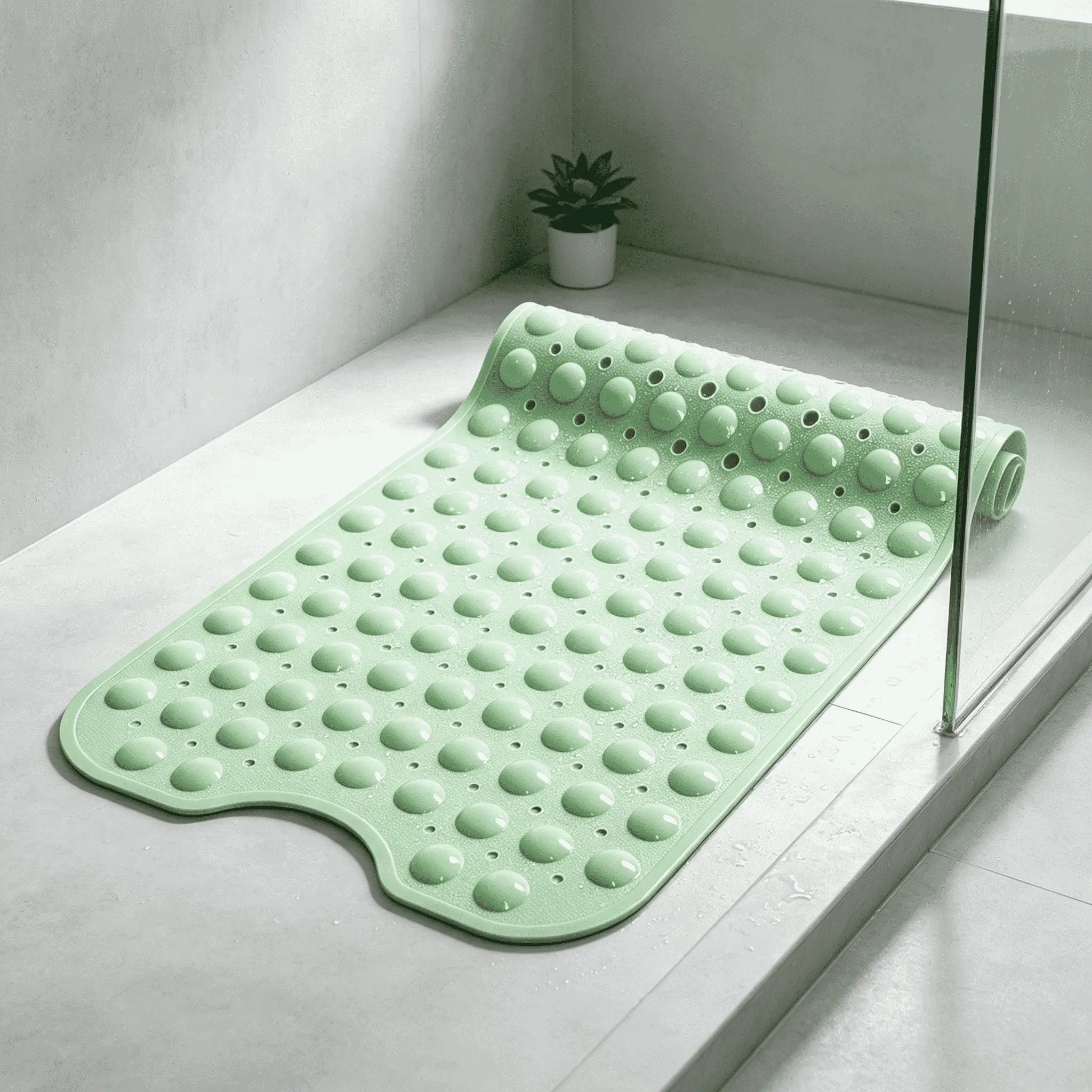 Shower Floor Mat 40x16 Inch,Non Slip Bath Mat With Firm Suction Cups,Extra Large Machine Washable Bathtub Rug,Drain Holes Keep Tub Clean,Waterproof Mold Resistant Rubber PVC Mat,Blue Black Transparent Light Gray,Home Essentials For All Ages Family