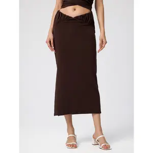 Cider Low Waist Ruched Maxi Skirt