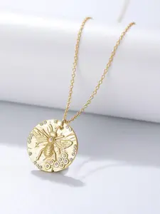 925 Sterling Silver Honey Bee Design Pendant Necklace, Fashion Rhinestone Decor Jewelry for Party, Daily Clothing Decor, Trendy All-match & Exquisite Jewelry for Gift