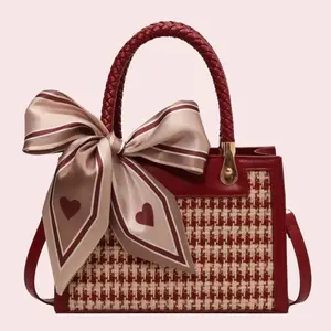 Elegant Bowknot Crossbody Tote Bag – Chic Houndstooth Purse for Women’s Daily & Casual Wear