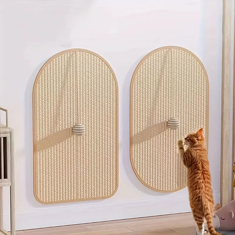 Durable Sisal Cat Scratching Pad, Sofa-Safe Scratch Board with Interactive Toy for Cats, Non-Slip Pet Furniture Protector