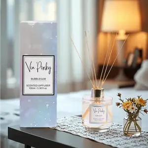 Home fragrance reed diffuser, home perfume, essential oil diffuser. Perfect for bedrooms, living rooms, bathrooms, kitchens, studies, shops, etc.  Delightful fragrance, uplifting mood. 100ml,BUBBLEGUM by Via Pinky