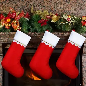 24-Pack Felt Christmas Stockings, Durable Polyester Party Socks for Holiday Home Decor, Rustic Design for Festive Decoration