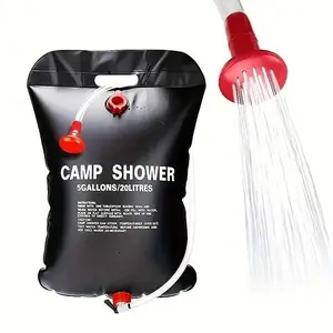 Portable Camping Shower Bag, 5.28 Gallon Camping Shower Bag with Detachable Hose & Shower Head, Outdoor Shower Bag for Camping & Travel, Camping Gear, Camping Equipment, Camping Accessories
