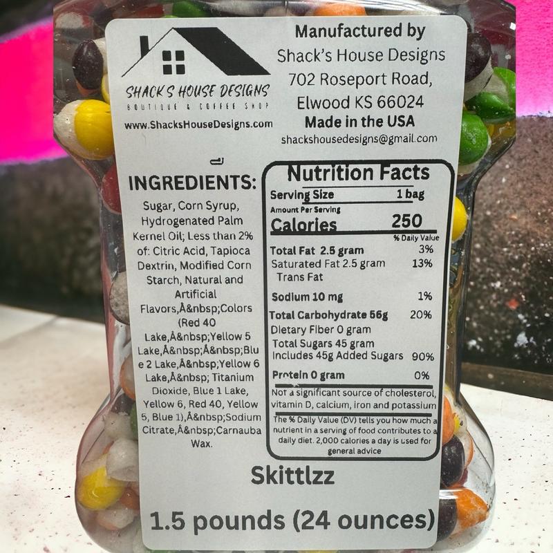 Freeze Dried Skittlzz 1.5 pound jar freeze-dried candy skittles pop'd skittles pop