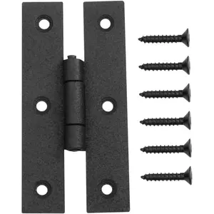 Black H Cabinet Hinges 3 in. Wrought Iron Kitchen Cabinet Hinge with Hardware