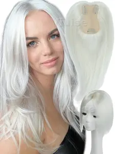 7x11cm Medium Part Hair Toppers,Invisible Hair Toppers Real Hair Extensions,Middle Part Hair Bangs Women Human Hair Topper,Comfortable and Breathable Hair Toppers Covering White Hair Add Volume,Clip In Hair,Brown/Black/Blonde/White/Grey Hair Extensions