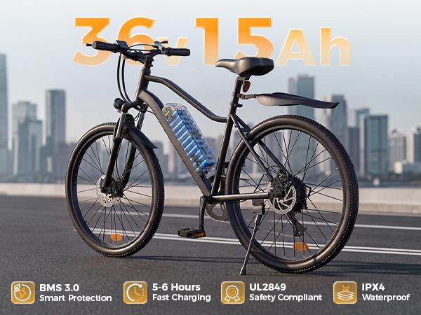 Hopcycle Electric Bike for Adults 500W/750W, Up to 55 Miles, 20MPH Electric Mountain Bike, 26'' Tires Lightweight E-Bike for Commuting Mountain Road Sand