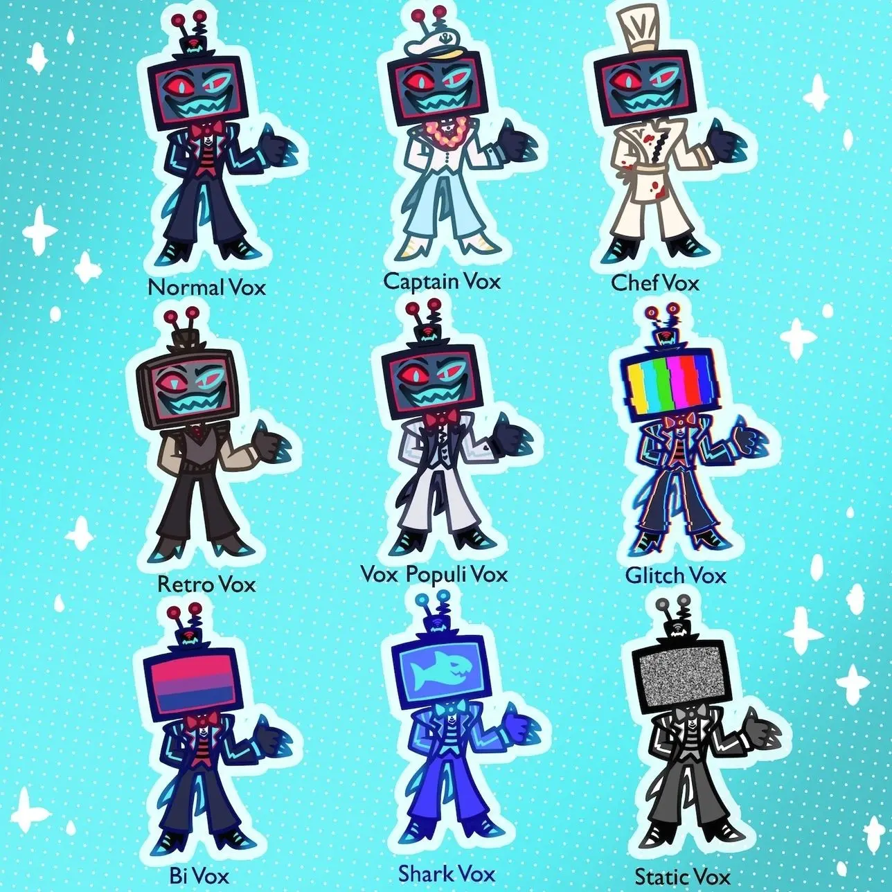 9 Styles Vox gacha Acrylci Keychains, Happy Hazbin Hotel Charm Gifts