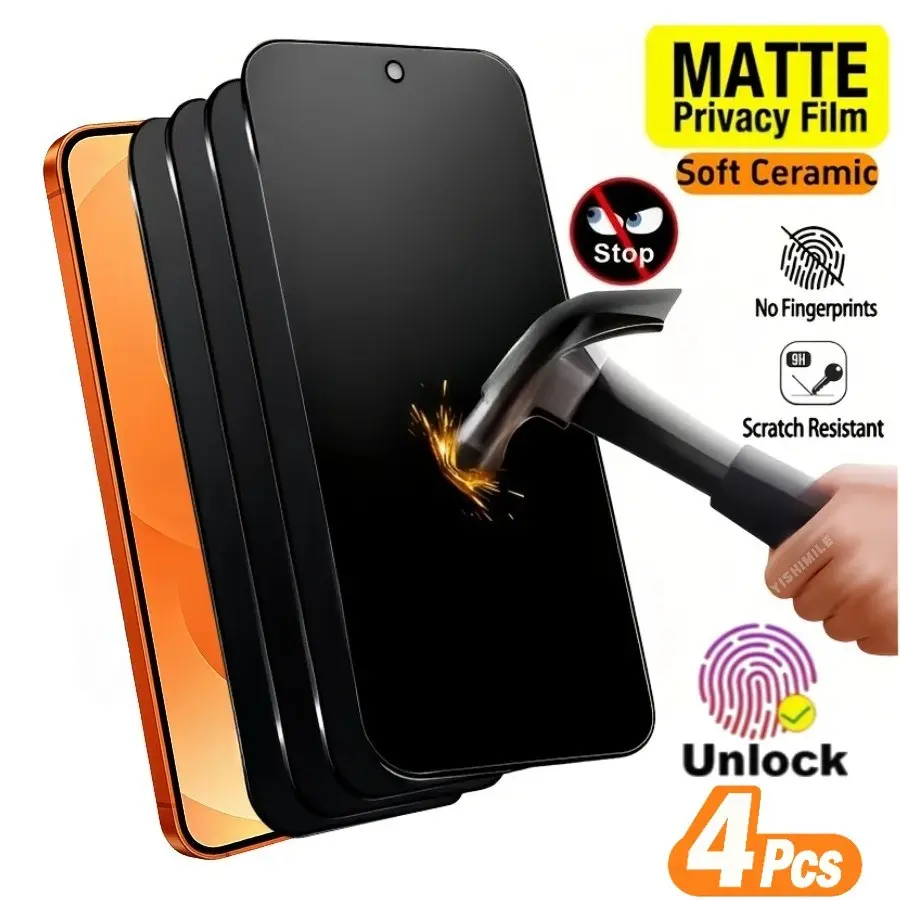 4-Pack Matte Privacy Ceramic Cellphone Smartphone Screen Protector Film, Soft Material, Protective, Compatible with Samsung Galaxy S26/s25/s24/s23/s22/s21 Series, Anti-Glare, Anti-Fingerprint, Protection, Accessories