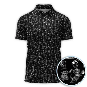 Funny Dog Golf Polo for Men – Black Dachshund Print Shirt, Lightweight Fit