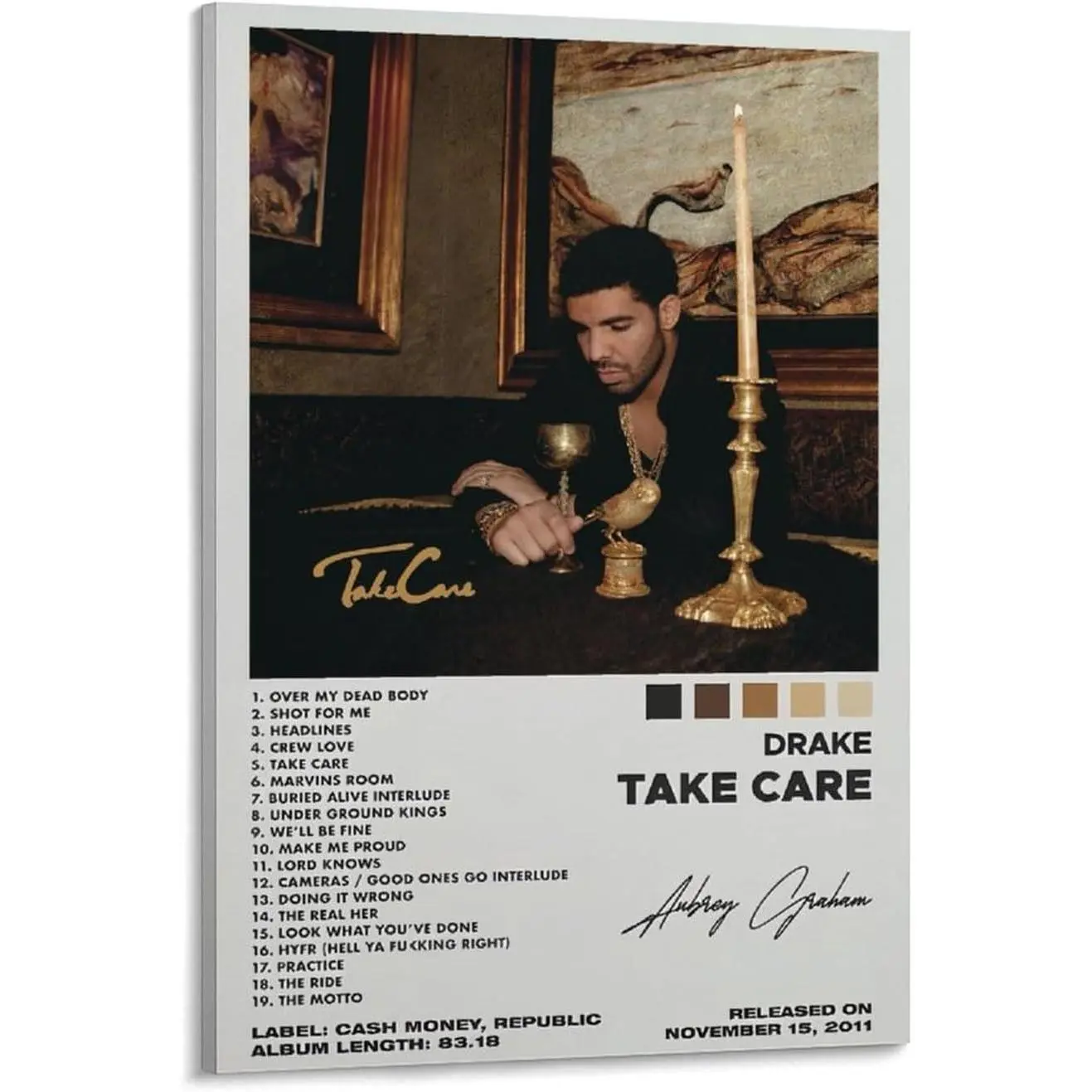 Take Care Album Cover Music Poster for Room Aesthetic Canvas Wall Art Prints for Bedroom Decor Rapper Gifts  Artistic Decoration