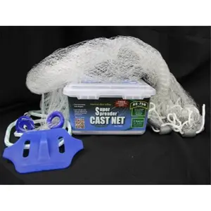 212 MAIN FITEC RS750 White Nylon Super Spreader Cast Net, 3' Width, 3-1/4" Square Mesh Netting, 3/4 lb Weight, Bullseye Tip, Beginner-Friendly Fishing Gear