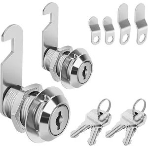 3/4 Inch Keyed Different Cabinet Cam Locks with Keys for Secure Files Drawers RV Storage Replacement Set, Zinc Alloy Silver 2PCS