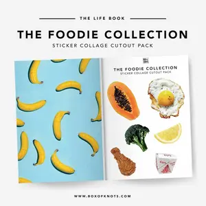 The Foodie Collection | DIY Collage Cutout | Full Sheet Sticker Adhesive | Scrapbooking | Journal Stickers | Banana | Fruit | Desert | Breakfast | Dinner | Brunch | Food Stickers | Matte | Decorative Junk Journaling Decor |