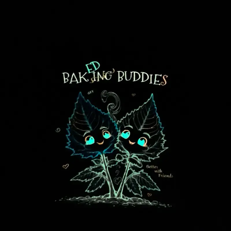 Baked Buddies, Glow-in-the-dark Engraved Glass Mirror in Frame 12x14" Hand Painted Laser Engraved Major Glow Wall Elegant Decor