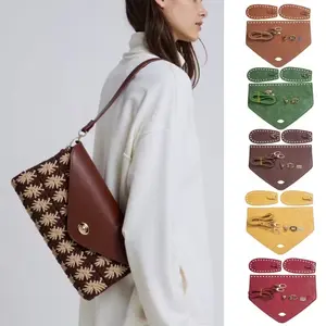 1set Crochet Bag Material Kit, New Synthetic Leather, Ideal for DIY Handmade Wallet Crafting