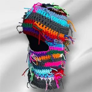 Scrap Yarn Handmade Crochet Ski Mask, Colorful Designs, Soft Fabric, Lightweight and Versatile Use