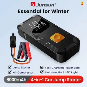 Junsun 500A Car Jump Starter 8000mAh Power Bank Portable Air Compressor 12V Starting Device for Car Battery Emergency Starter