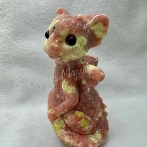 Peach Blossom Tourmaline Baby Dragon ~ Power, Wisdom, Good Luck, Self Confidence, Prosperity Home Ornament
