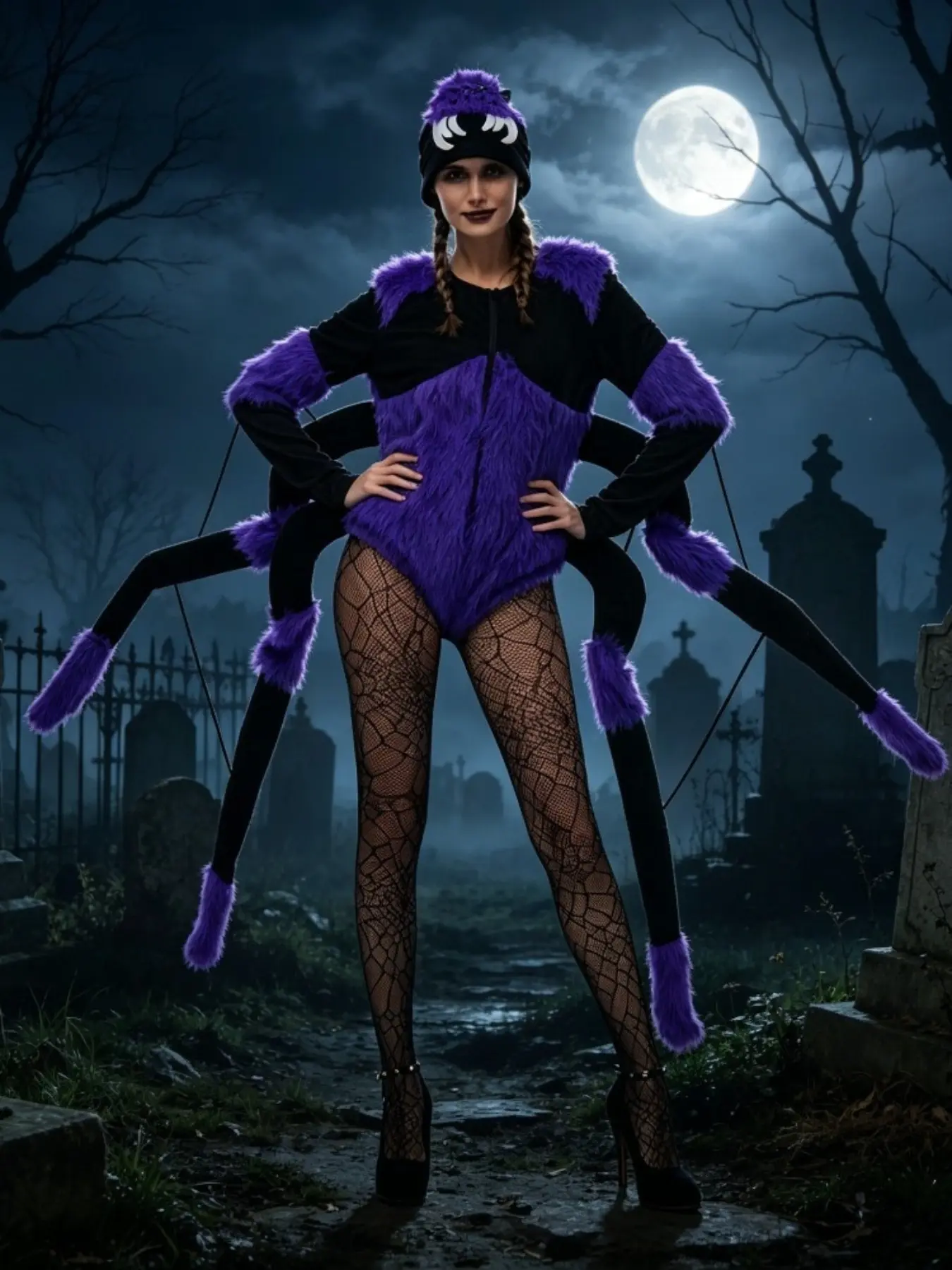 Halloween New Jointed Spider Insect Horror Costume, Adult Party Bar Campus Performance Outfit, Multi-Leg Dark Style, Terrifying Realistic Role Play